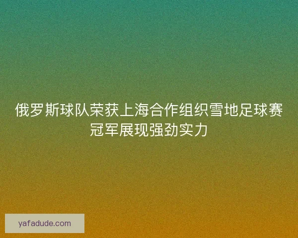 俄罗斯球队荣获上海合作组织雪地足球赛冠军展现强劲实力